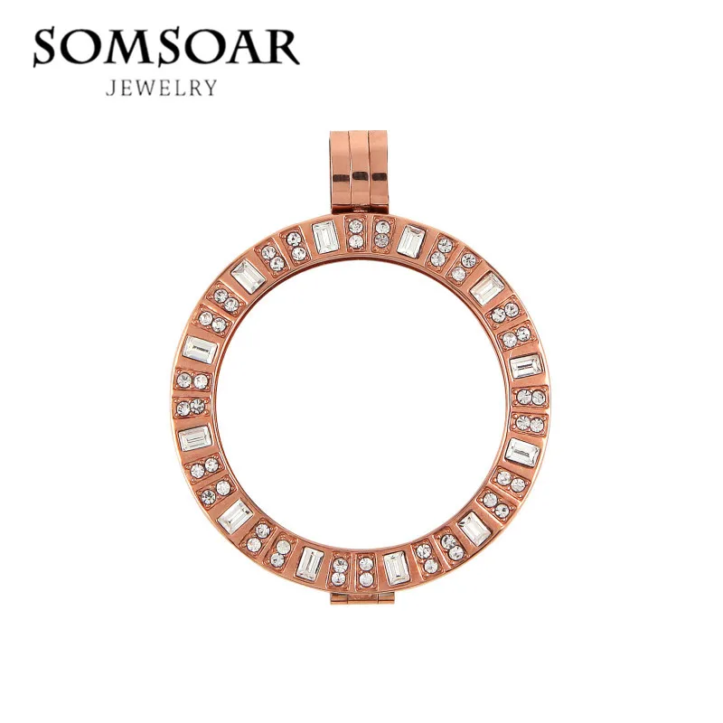 SOMSOAR Jewelry 35MM Deluxe Coin Holder Frame Pendant with Crystal Fit