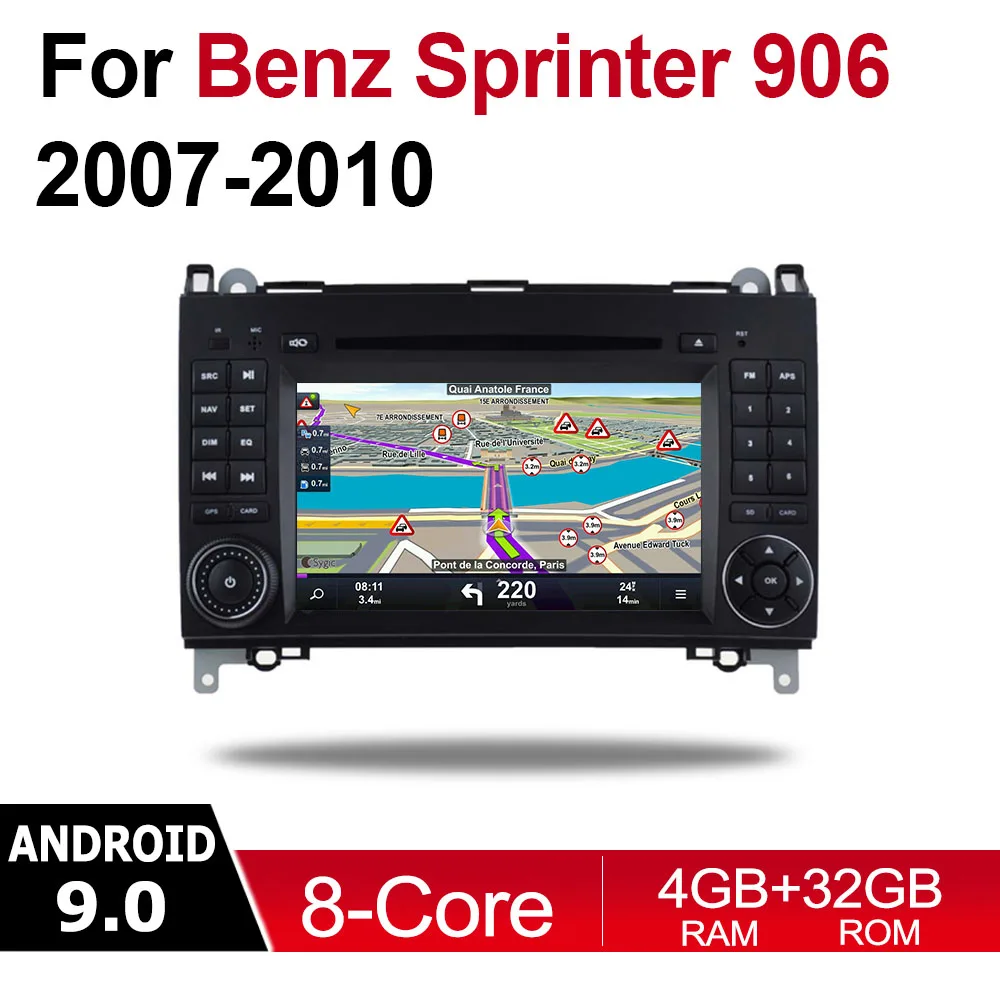 2 Din Автомобильный мультимедийный плеер Android 9 авто радио для Mercedes Benz Sprinter 906 2007~ 2010 NTG DVD gps 8 ядер 4 ГБ 32 ГБ Bluetooth - Цвет: Standard machine