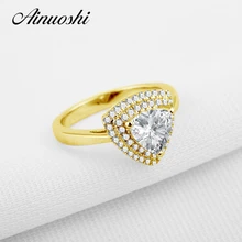 AINUOSHI 10K Gold Yellow Wedding Rings Luxury Trillion Cut Sona Simulated Diamond Anillos Mujer Women Engagement Jewelry Ring