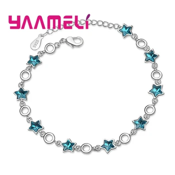 

Top Quality Blue Star Shape Jewelry Bracelet Bangles Shiny AAA Cubic Zirconia Stone Accessories For Womne Girls Free Shipping