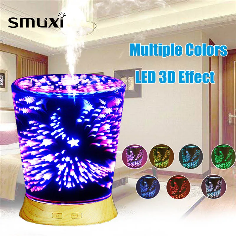 

Multicolour 3D LED 100ml Air Humidifier Essential Oil Aromatherapy Diffuser Lamp Mini Aroma Diffuser Night Lights For Home Decor