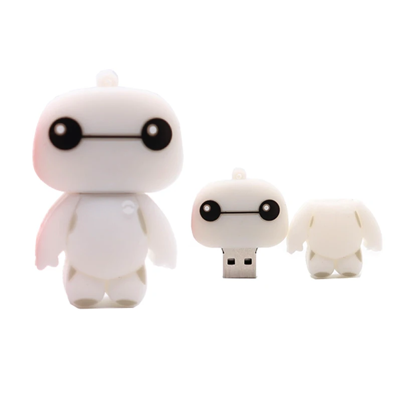 Флешка 128gb big heros Baymax memory stick usb flash drive персонализированные usb-флеш-накопитель в подарок милый прекрасный подарок для ребенка - Цвет: White