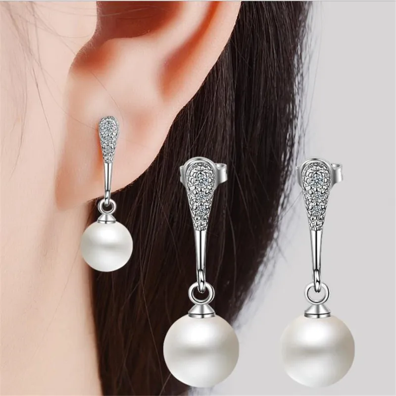 

Everoyal Trendy Crystal Pearl Women Drop Earrings For Girl Jewelry Fashion 925 Sterling Silver Earrings Women Valentine's Day