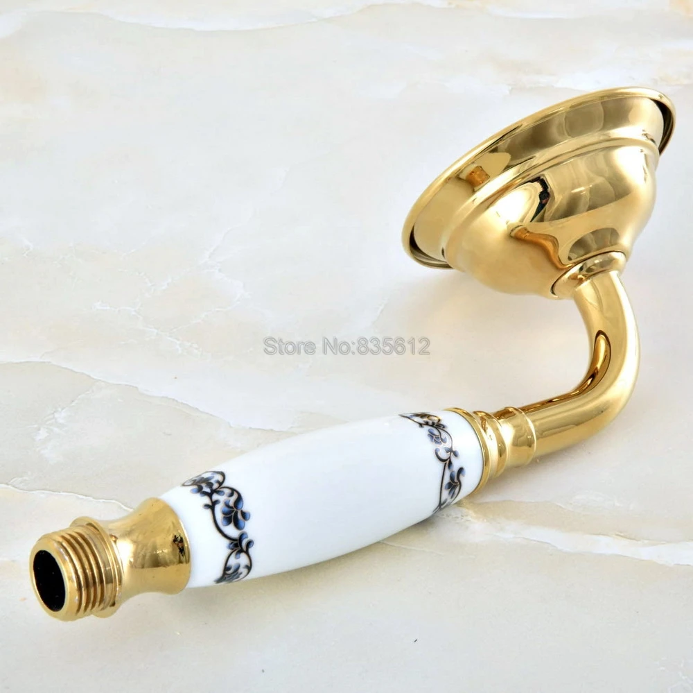 Telephone Style Ceramics Hand Held Bathroom Shower Head / Golden Brass Finish Handheld Accessory thh051 | Обустройство дома