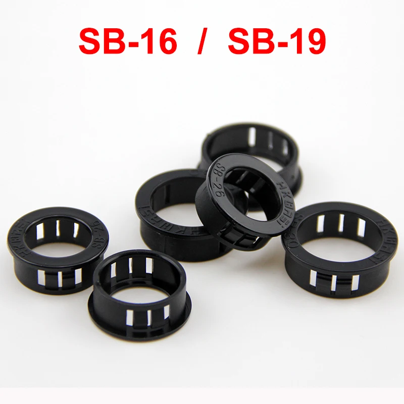 

100pcs SB-16 SB-19 16mm 19mm Dia Panel Mount Hole Black Cable Hose Pipe Plastic Harness Protective Snap Bushing Grommet