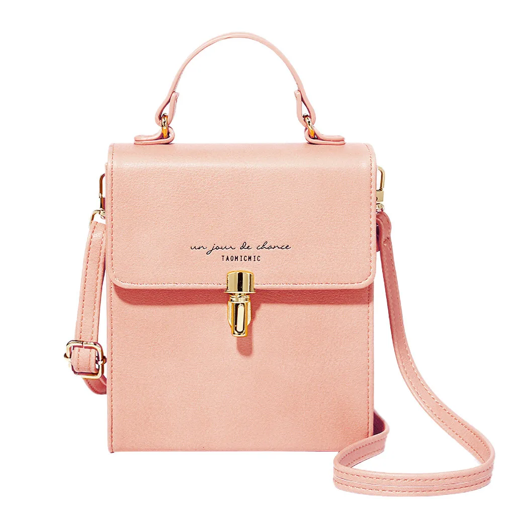 Модные однотонные женские сумки через плечо мини многофункциональный чехол для мобильного телефона сумочка кошелек женская брендовая сумка - Цвет: Розовый