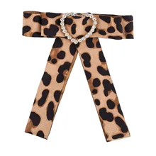 Новинка, сексуальная Европейская брошь, заколки, длинная большая ткань с леопардовым принтом, бантики, женские хрустальные галстуки с сердечками, галстуки с бантом, воротник,, Рождество
