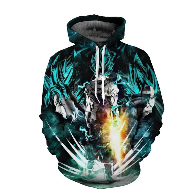 Coshome Dragon Balls Super Saiyan God Goku Hoodies Cosplay Costumes Men Women Jacket Thick Coat Blue Tops (2)