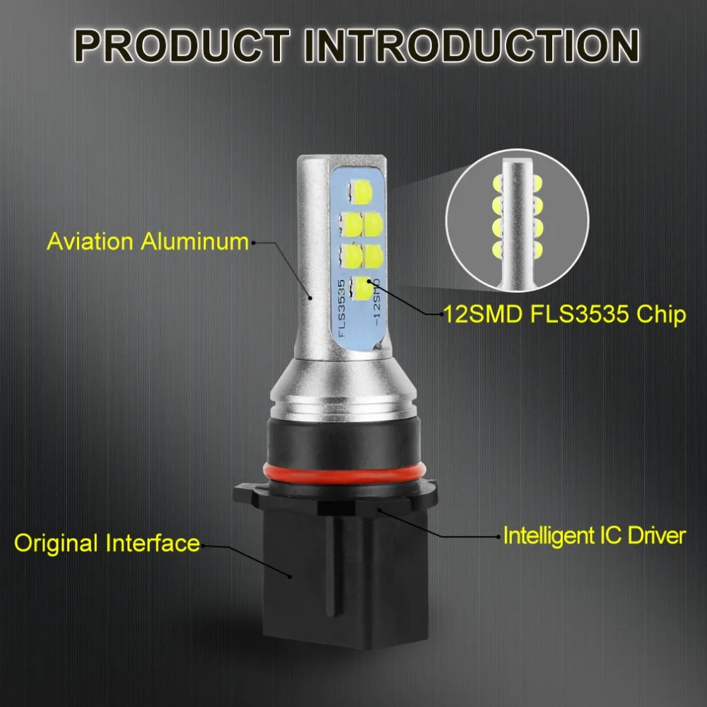 2 шт. Автомобильные светодиодные лампы H27 880 881 PSX26W 12 В|Передние LED-фары для авто| |