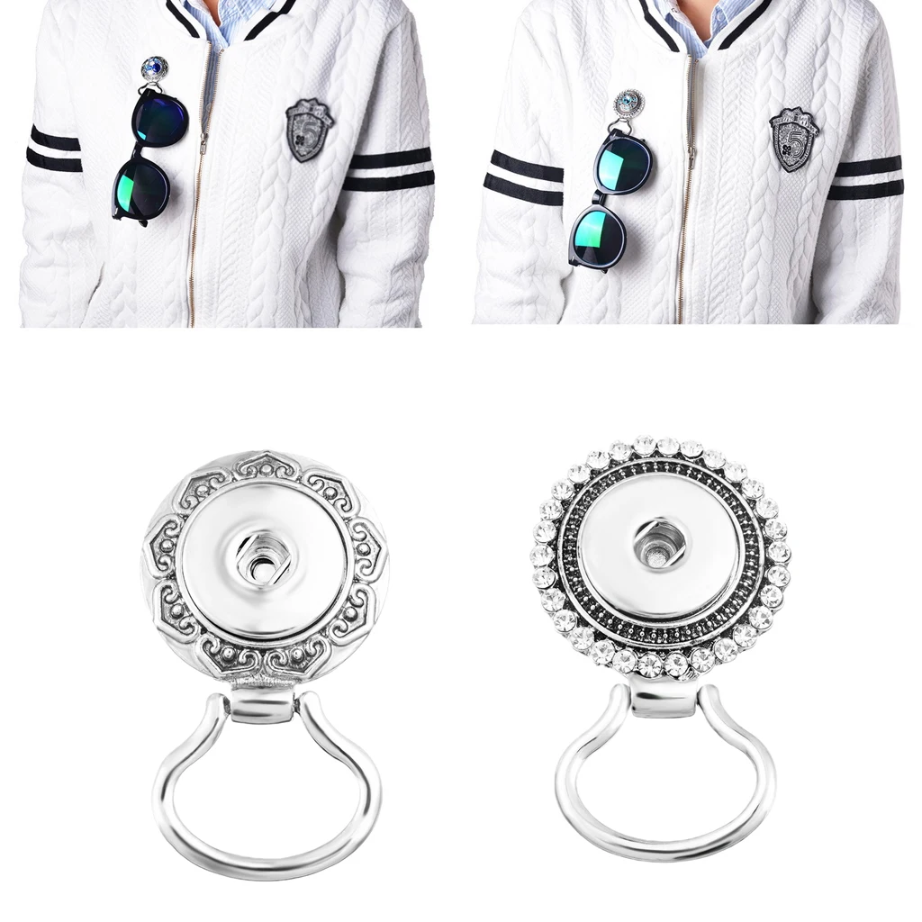 Silver Alloy Snap Button Magnetic Eyeglass Spectacles Sunglasses Holder ID Badge Eye Glasses Brooch Pin Hook