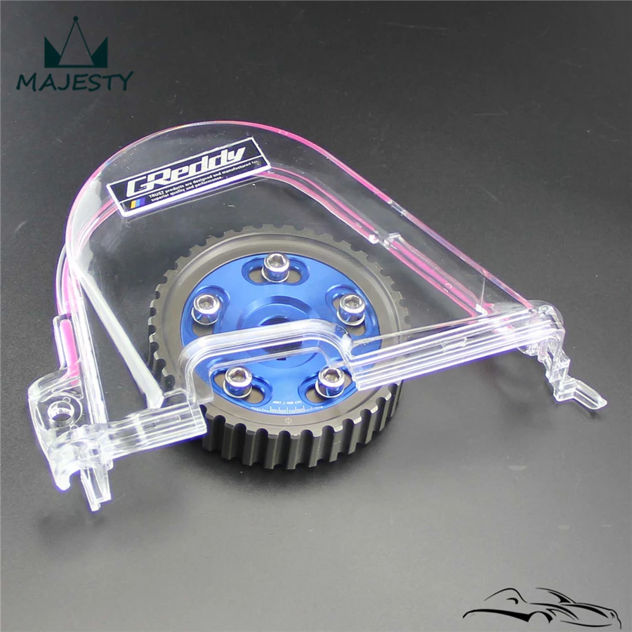 Clear Gear Timing Belt Cover +Cam Pulley Kit For H*onda C*ivic D15 D16C