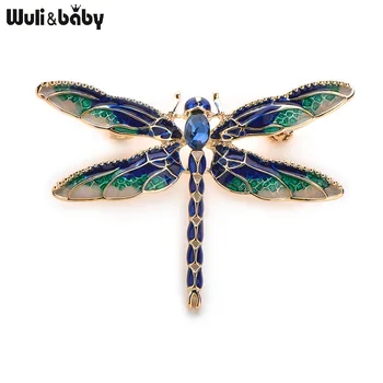 

Wuli&Baby Green Purple Enamel Dragonfly Insects Brooches For Women And Men Alloy Metal Banquet Weddings Brooches Pins Gifts
