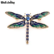 Wuli&Baby Green Purple Enamel Dragonfly Insects Brooches For Women And Men Alloy Metal Banquet Weddings Brooches Pins Gifts