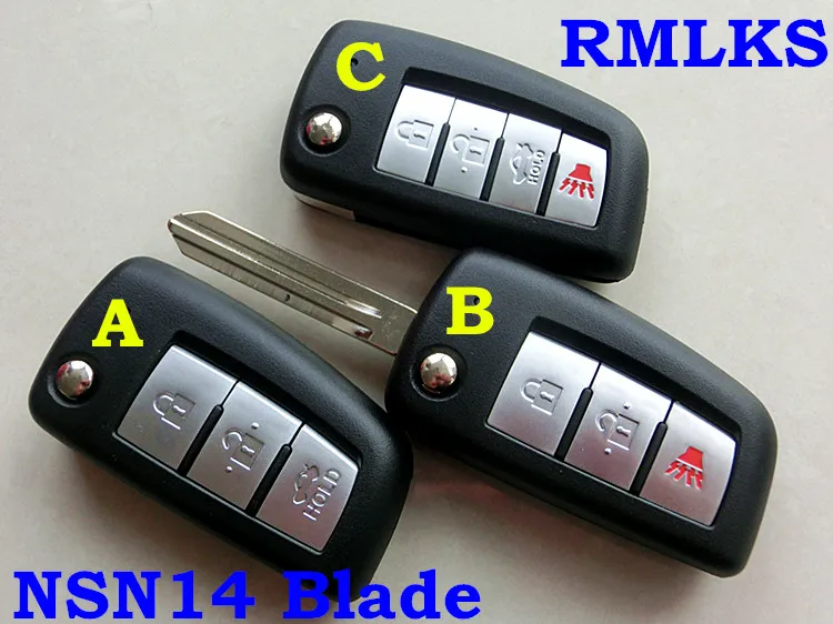RMLKS складной 3 4 кнопки дистанционного флип ключ ShellFit для Nissan X-Trail Qashqai Geniss Altima Maxima Sentra Versa NSN14 лезвие Fob