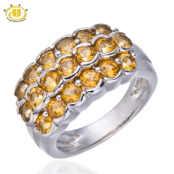 

Hutang Precious Gemstone Citrine Rings Solid 925 Sterling Silver Cluster Ring for Women Fine Classic Elegant Jewelry Best Gift