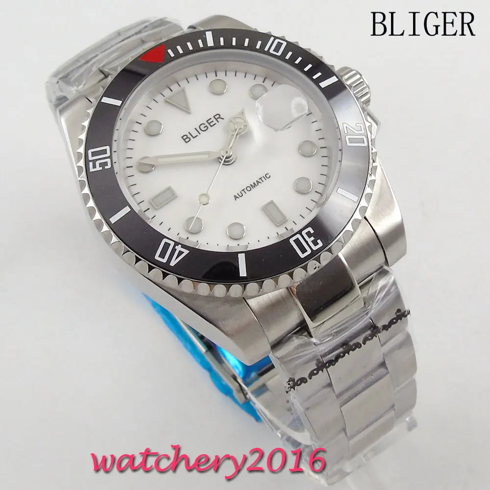 NEW Arrival 40mm BLIGER white Dial ceramic bezel Sapphire Glass Date Window Automatic Movement men's Mechanical Wristwatches NEW Arrival 40mm BLIGER white Dial ceramic bezel Sapphire Glass Date Window Automatic Movement men's Mechanical Wristwatches
