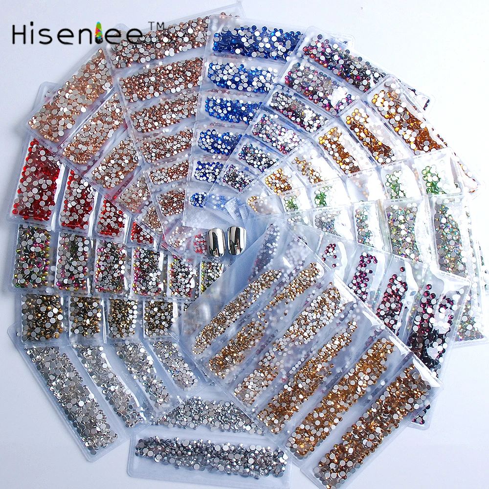 ss3 ss4 ss5 ss6 ss8 ss10 Small Sizes all 1728pcs Nails Art Crystal Glass Rhinestones For Nails 3D Nail Art Decoration Gems