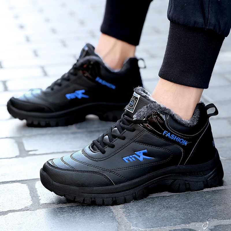 Winter Men Old Elderly Outdoor Hiking Shoes Plush Warm Sneaker Black Male Fitness Snow Boots Trekking Jogging zapatos waterproof