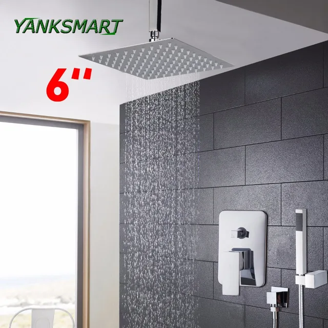 Yanksmart 6 Shower Head Bathroom Showers Set Ceiling Mount Rainfall Yanksmart 6 Shower Head Bathroom Showers Set Ceiling Mount Rainfall Hand Sprayer