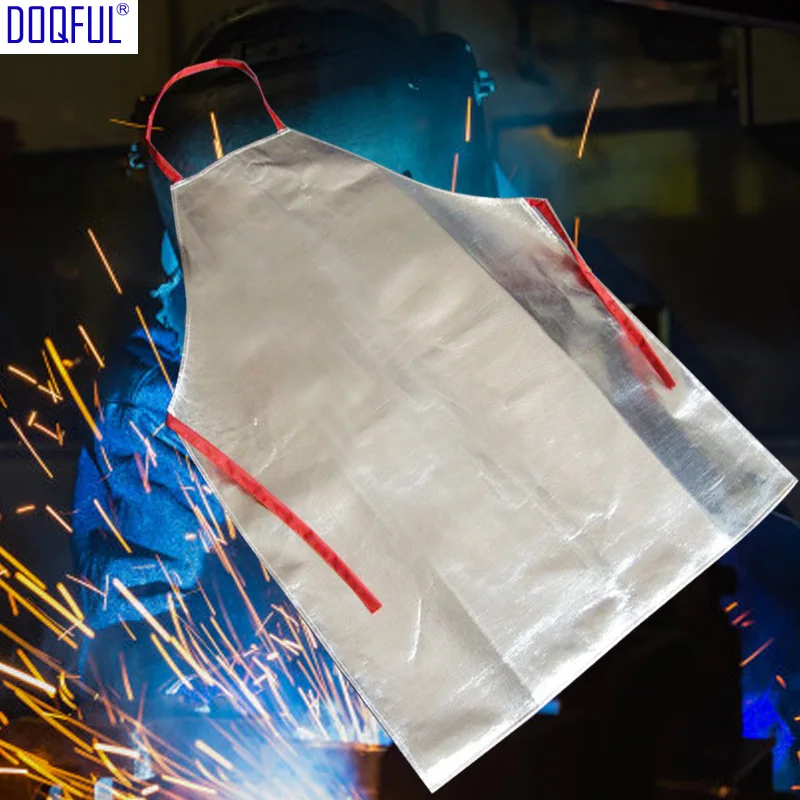 

Heat Resistant Work Apron 1000 Degree Aluminum Fabric Safety Apron High Temperature Working Thermal Radiation Aluminized Aprons