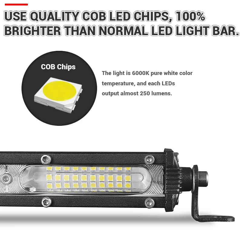 7 13 inch 20 40 Leds Ultra Slim single Row Led Work Light Bar white flood beam For 4X4 Truck ATV UTV Off Road Driving Fog Lights