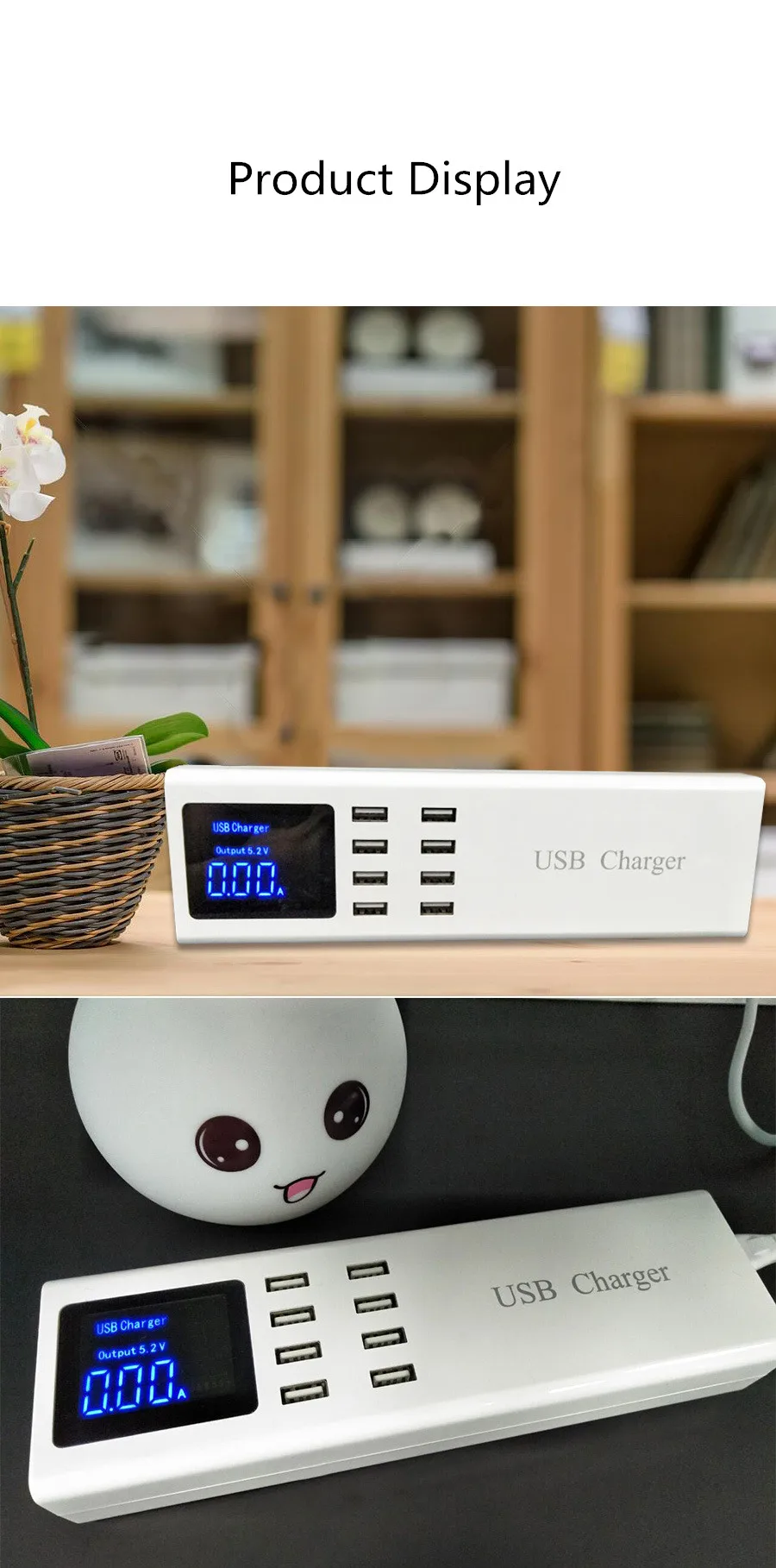 Smart 8 Ports USB Charger Station Led Display Wall Charger Power Adapter (22)