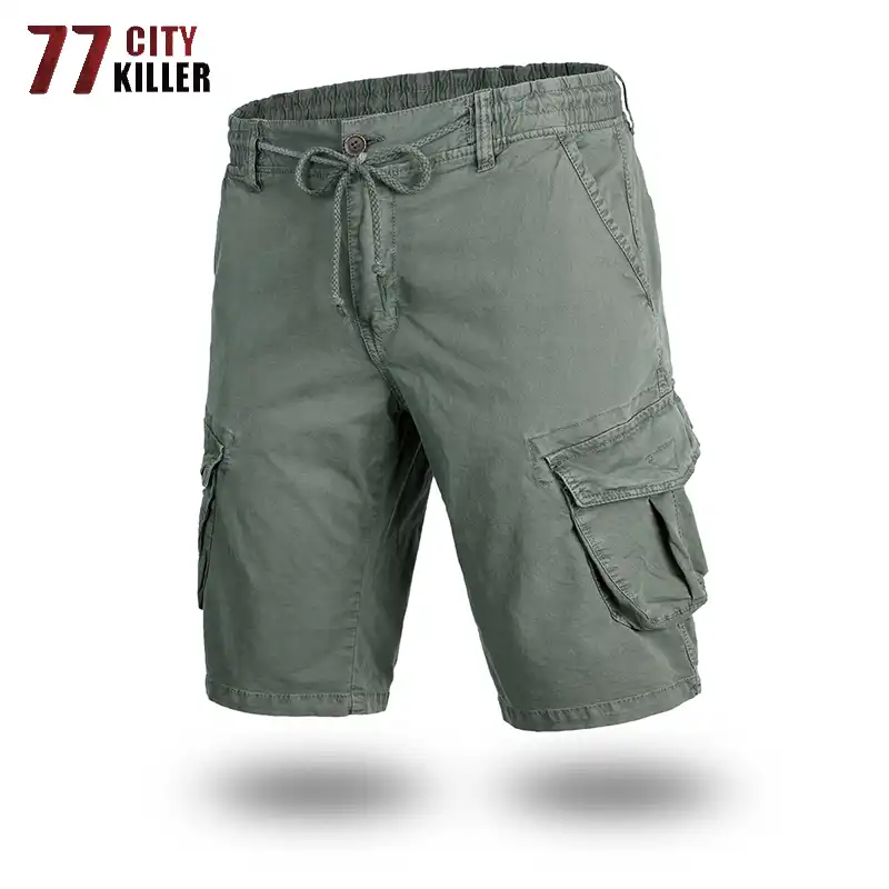 mens cotton elastic waist shorts