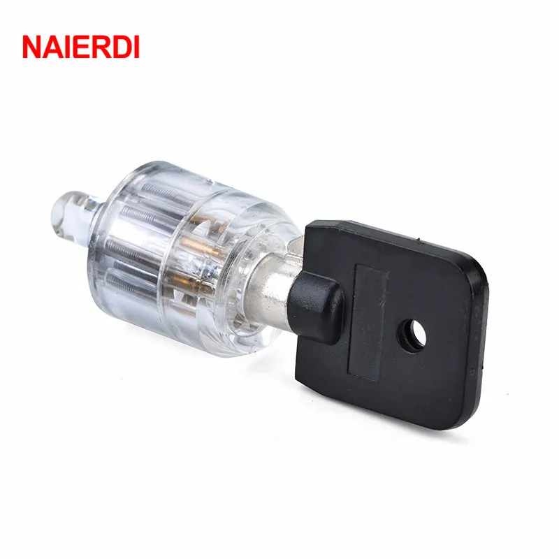 

NAIERDI Seven Core Plum Lock Cylinder Transparent Visible Pick Cutaway Practice View Padlock Training Skill Locksmith Hardware