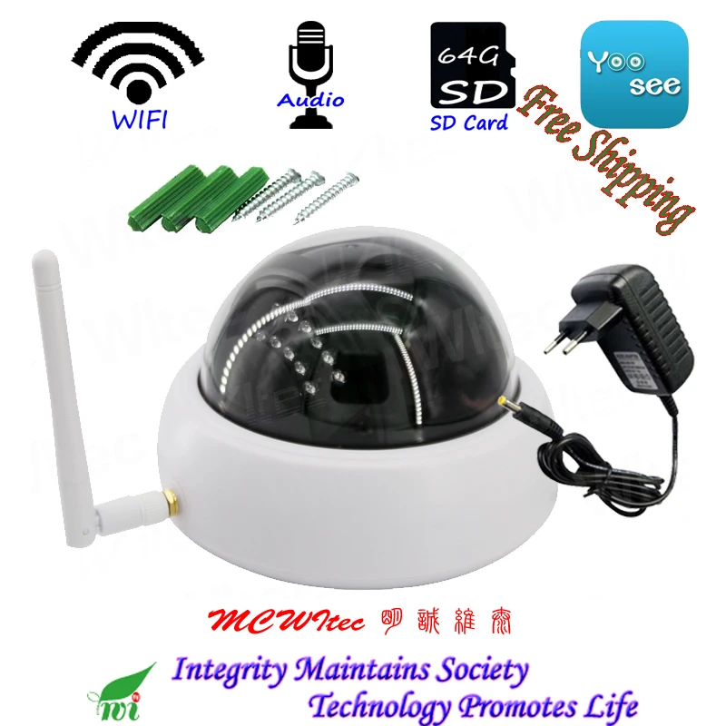 

Audio Reset WIFI 960P IR Dome SD Card Vandal proof Plastic CCTV Cam Onvif IP Camera Motion Alarm P2P Mobile security