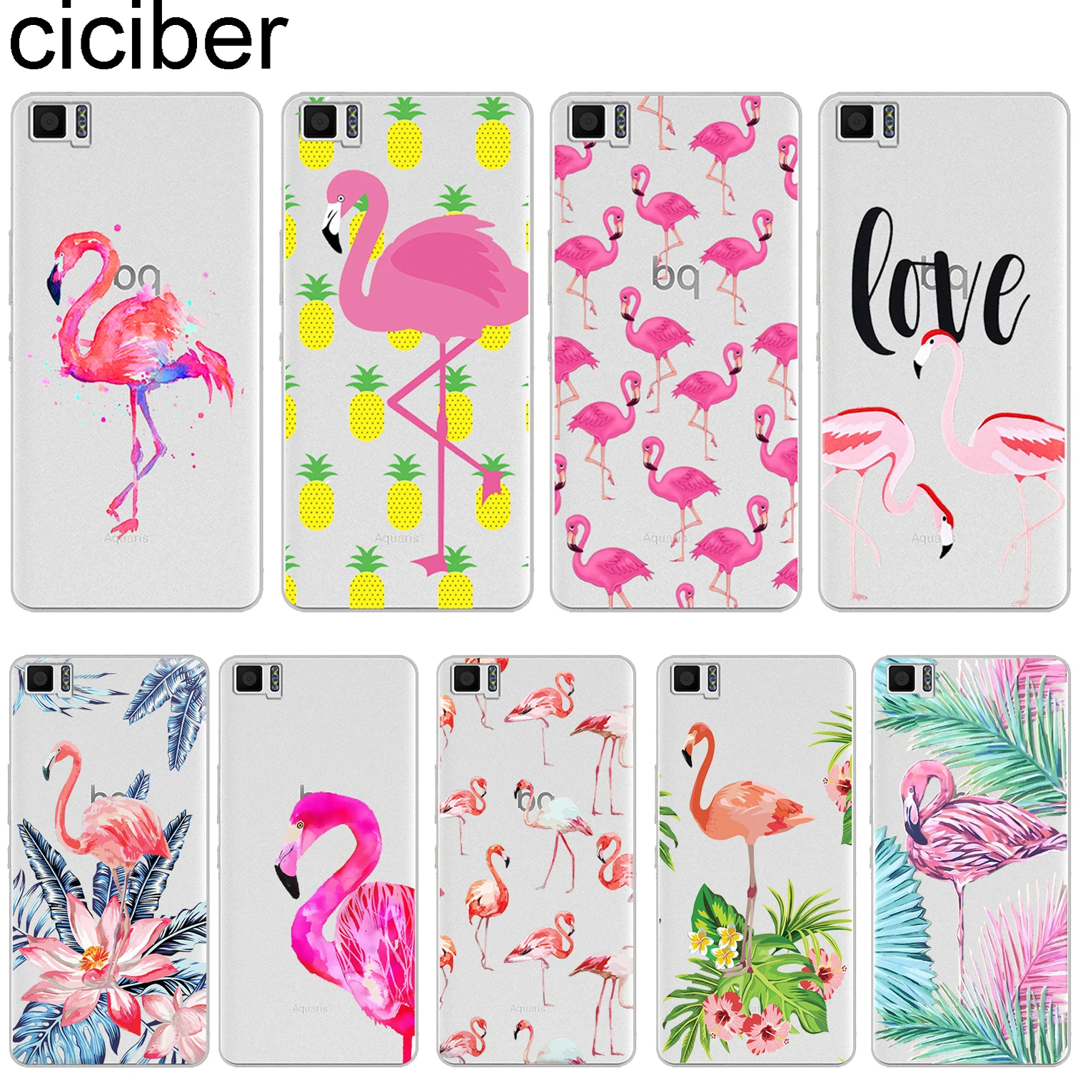 

ciciber Flamingo For BQ Aquaris U2 C U X5 V VS X2 X Plus Lite Pro E5 M5 M5.5 E4.5 M4.5 Soft Silicone Phone Cases Cover Clear TPU