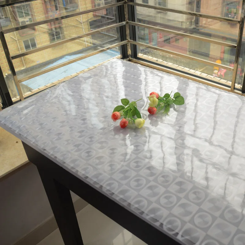 Dining table soft glass table cloth transparent tablecloth table mat waterproof disposable scrub crystal plate pvc