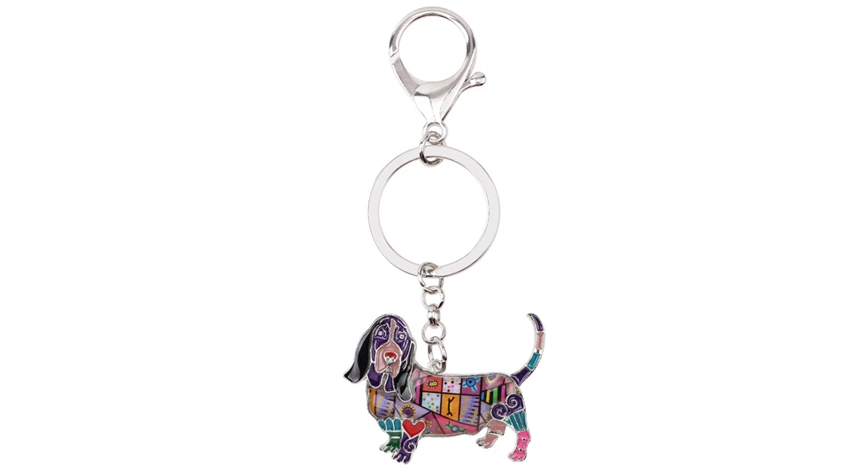 WEVENI металлический брелок для ключей в виде собачьей собаки, кольцо для ключей с сумочкой, очаровательный автомобильный брелок для ключей, новинка, эмалированный брелок в виде животного, ювелирное изделие для женщин