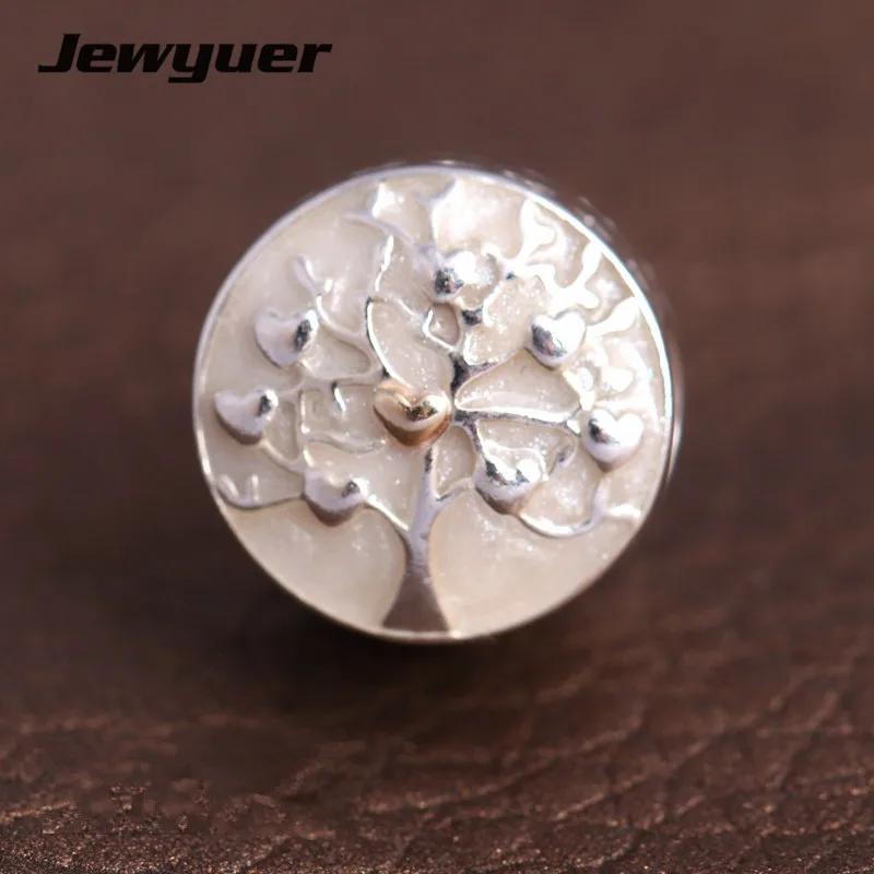 

Tree of Hearts with Silver Enamel Charms 925 sterling silver jewelry gold heart fit charm beads bracelet diy Fine jewelry GD113