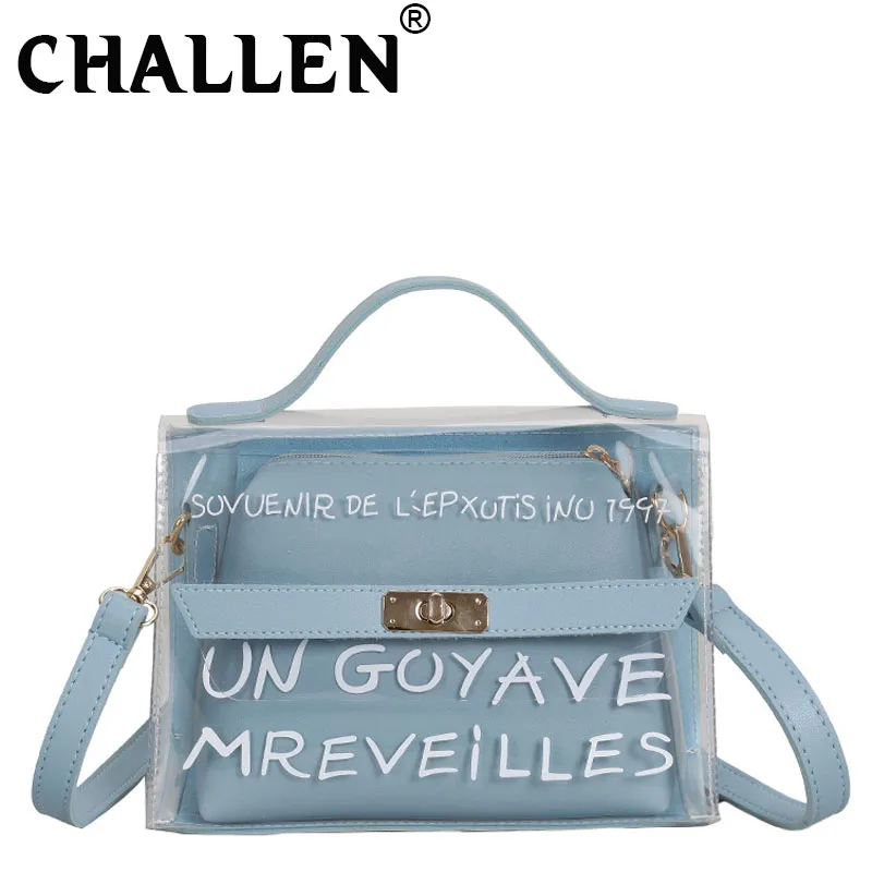 

Small bag female 2019 summer New Korean Messenger Bag Ladies Fashion Transparent Jelly Bags Wild shoulder portable bag C41-83