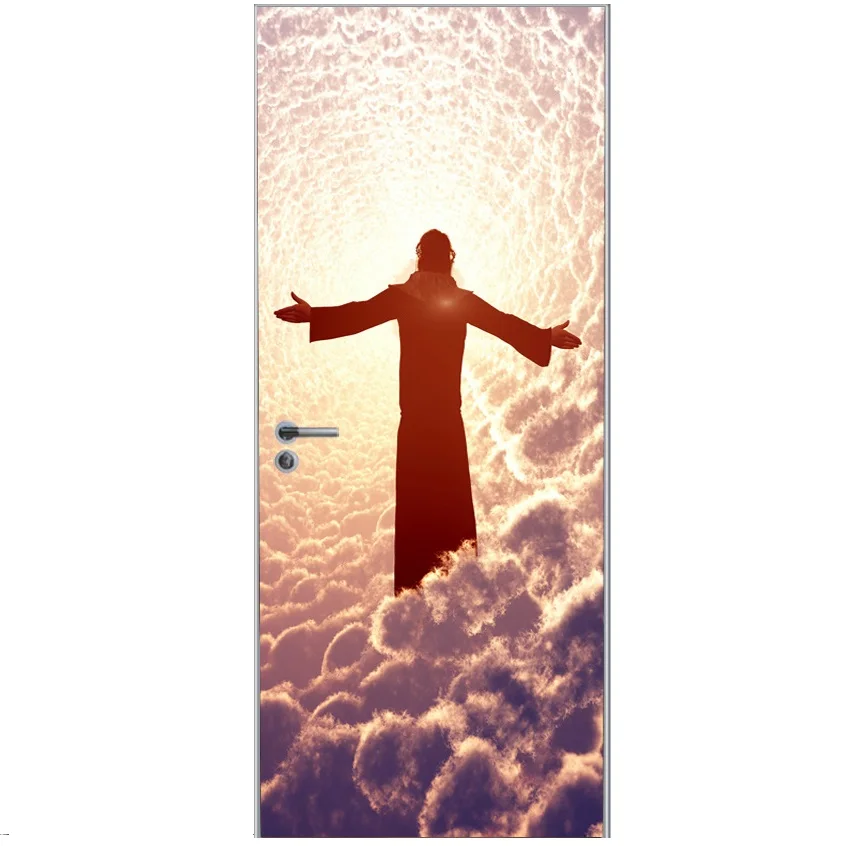 

Vintage Classic Religious Jesus Door Stickers Living Room Door Sticker Decoration Home Accessories