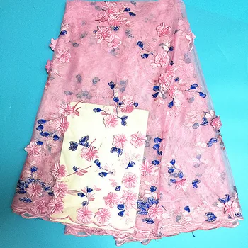 

3d Flower Fabric High Quality 3d Lace Fabric With Beads 5yards African 3d Fabrics With Flower French Lace Fabric 4.5*1.35meter