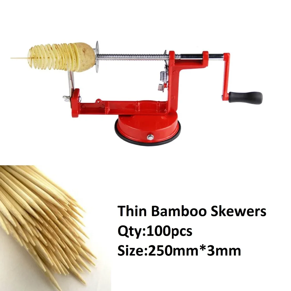 

2019 Twisted Potato Apple Slicer Spiral French Fry Cutter Slicer +100pcs/Bag Thin Bamboo Skewers+100pcs/Bag Thin Bamboo