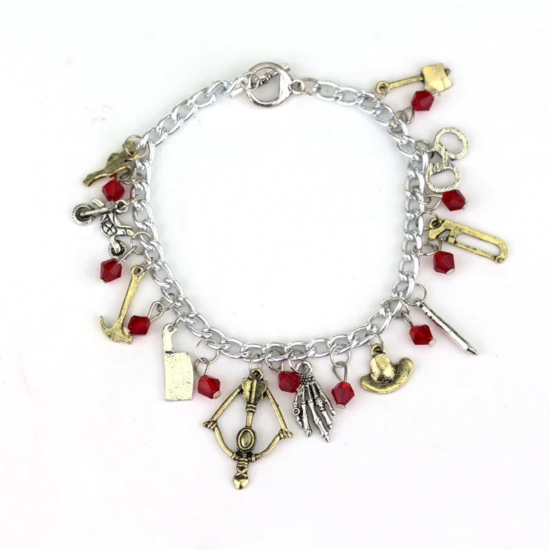 

New Movie Jewelry The Walking Dead Themed Charm Bracelets & Bangles High Quality Red Crystal Chain The Walking Dead Bracelet