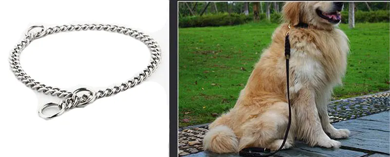 Металлический ошейник из нержавеющей стали для дроссельной собаки, ошейник для золотой собаки, большое ожерелье