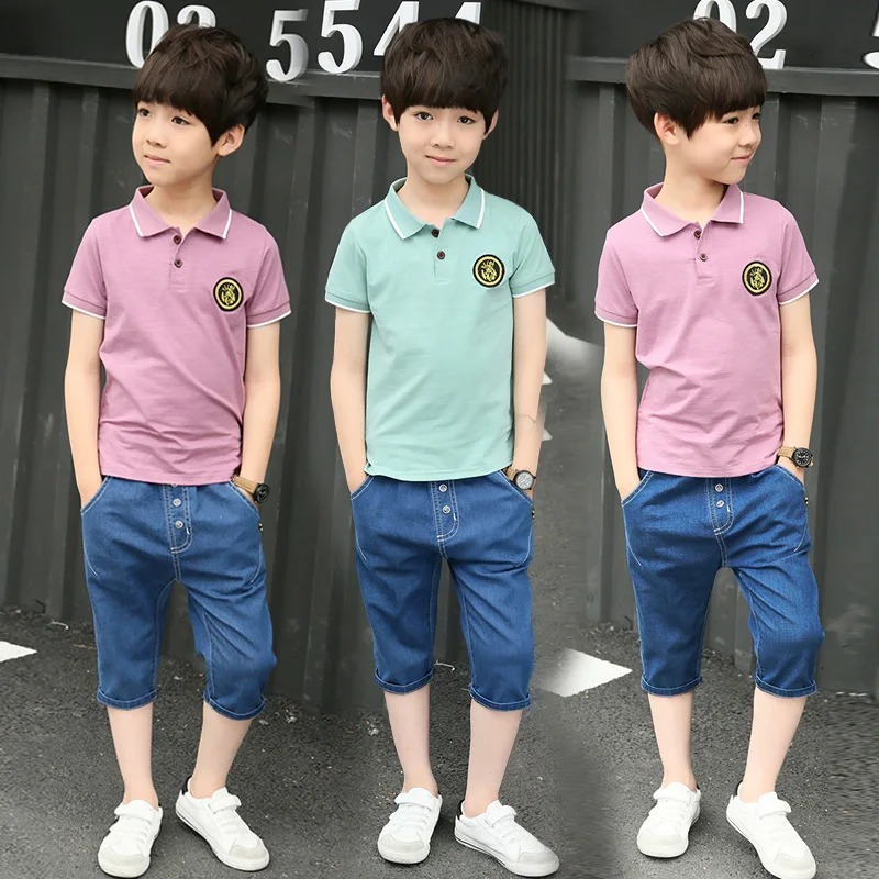 

Summer Boy Clothing Set 2019 Boutique Kid Clothes Toddler Suits Children Outfits T-shirts + Denim Shorts