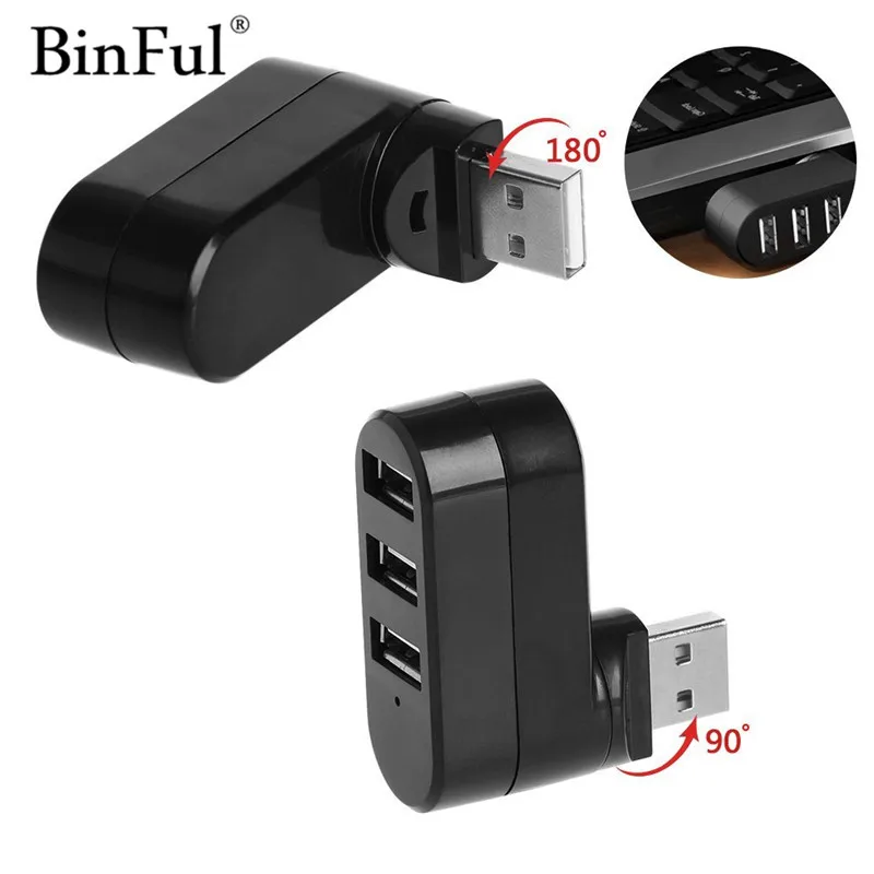BinFul High Speed 3 Ports Hub USB 2 0 font b Mini b font 180 Rotate