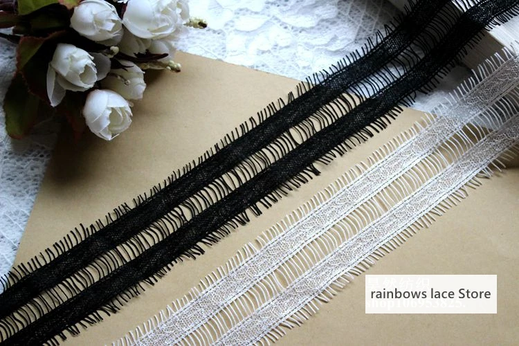 

9 meters /lot 4cm wide Eyelash Lace Fabric 9cm DIY Decorative High Quality Soft Off White Nylon Eyelash Lace Trim Wedding trim