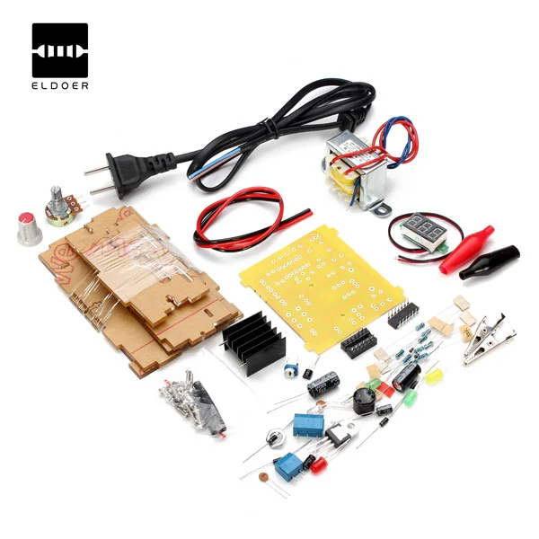 

New Adjustable EU 220V LM317 Voltage Power Supply Board DIY Learning Kit With Case Integrated Circuits DIY Amplifier Kit