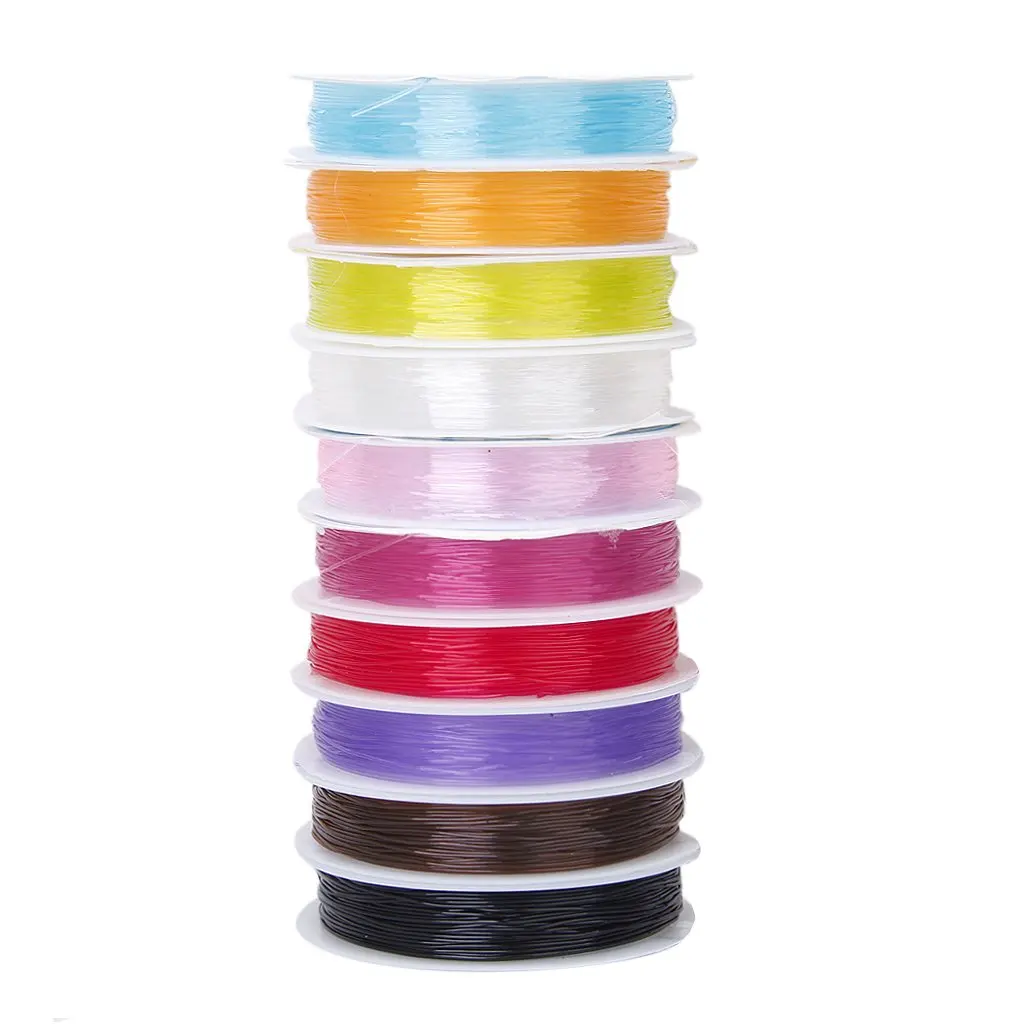 

MEOF 10 Rollen Mischfarbe Kristall Elastische Schnur Stark Dehnbar Sicken Faden Schnur 0,6 mm DIY Schmuckherstellung