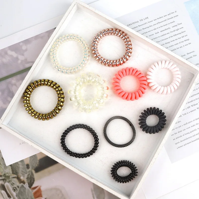 

High Quanlity Fabric Elastic Hair Rubber Band For Girl Telephone Wire Line Neon Color Hair Tie Scrunchy Ponytail Accessories