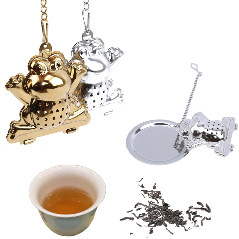 

Gold Sliver Frog Shape Tea Strainer Stainless Steel Handle Tea Ball Tea Infuser Kitchen Gadget Coffee Herb Spice Filter Diffuser