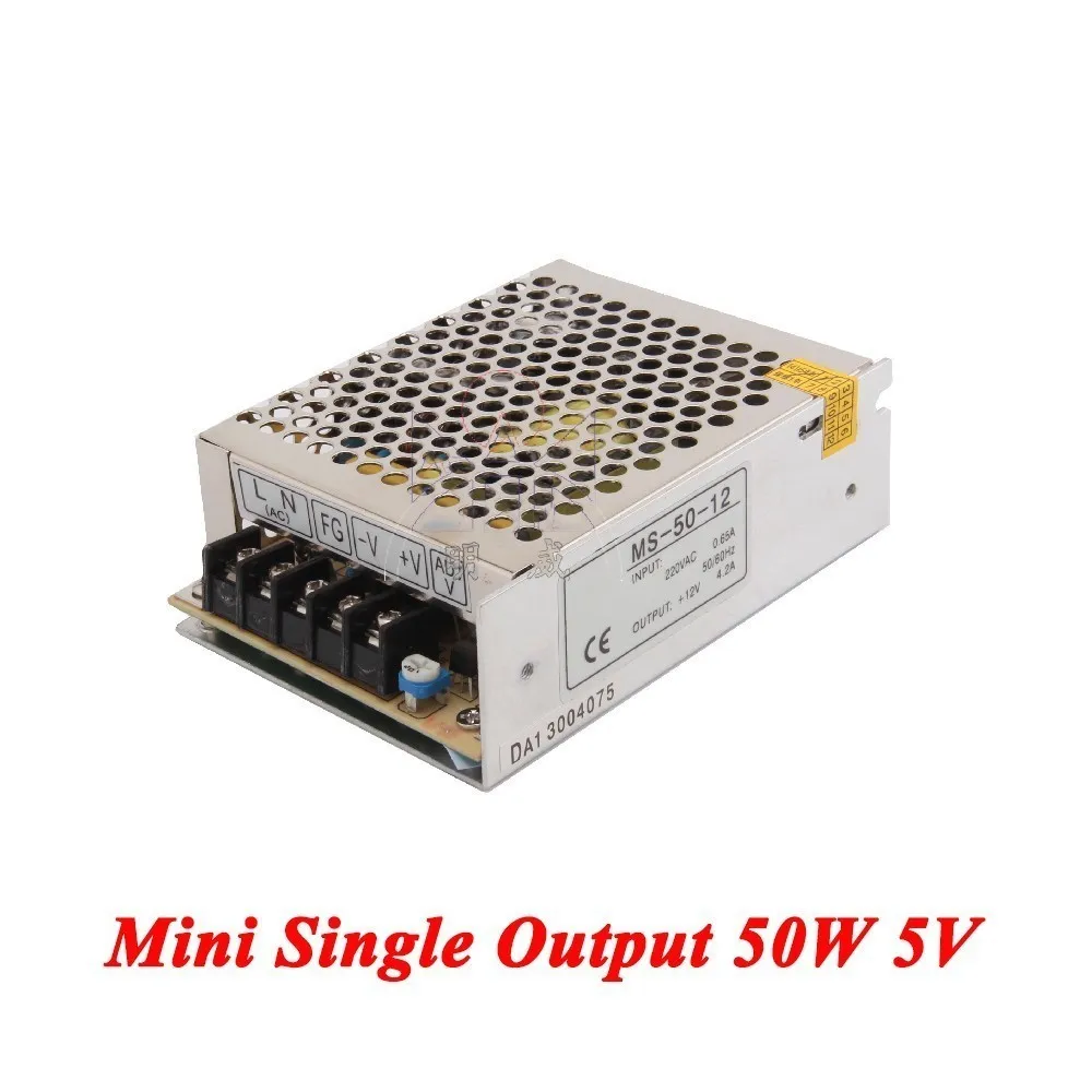 

MS-50-5 Mini switching power supply 50W 5V 10A,Single Output watt for Led Strip,AC110V/220V Transformer to DC 5V,led driver