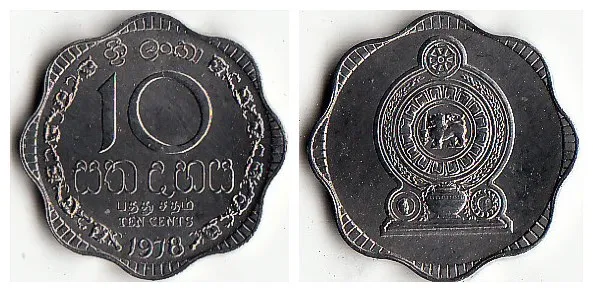 Sri Lanka 10 Cents Coin 1978 Edition Asia 100% real and Original Coins for Collection Best gift New | Дом и сад