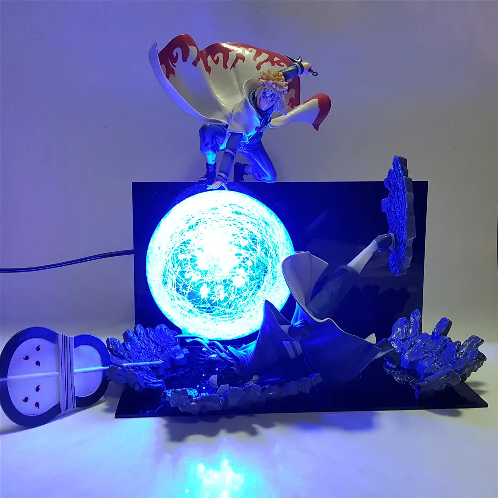 Naruto Action Figure Minato VS Obito Rasengan Scene DIY Led Night Light Figurine Naruto Shippuden Uchiha Obito Model Kids Gift