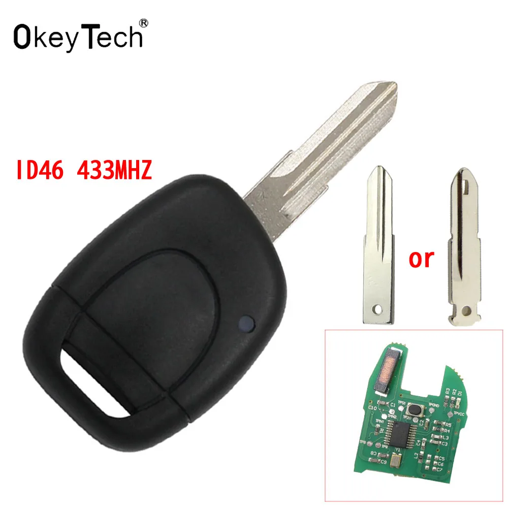 OkeyTech Remote Uncut Blade car Key auto key For RENAULT Twingo Clio Kangoo Master 1 Button 7946 ID46 433MHZ Chip Entry Fob Case цена OkeyTech Remote Uncut Blade car Key auto key For RENAULT Twingo Clio Kangoo Master 1 Button 7946 ID46 433MHZ Chip Entry Fob Case цены онлайн